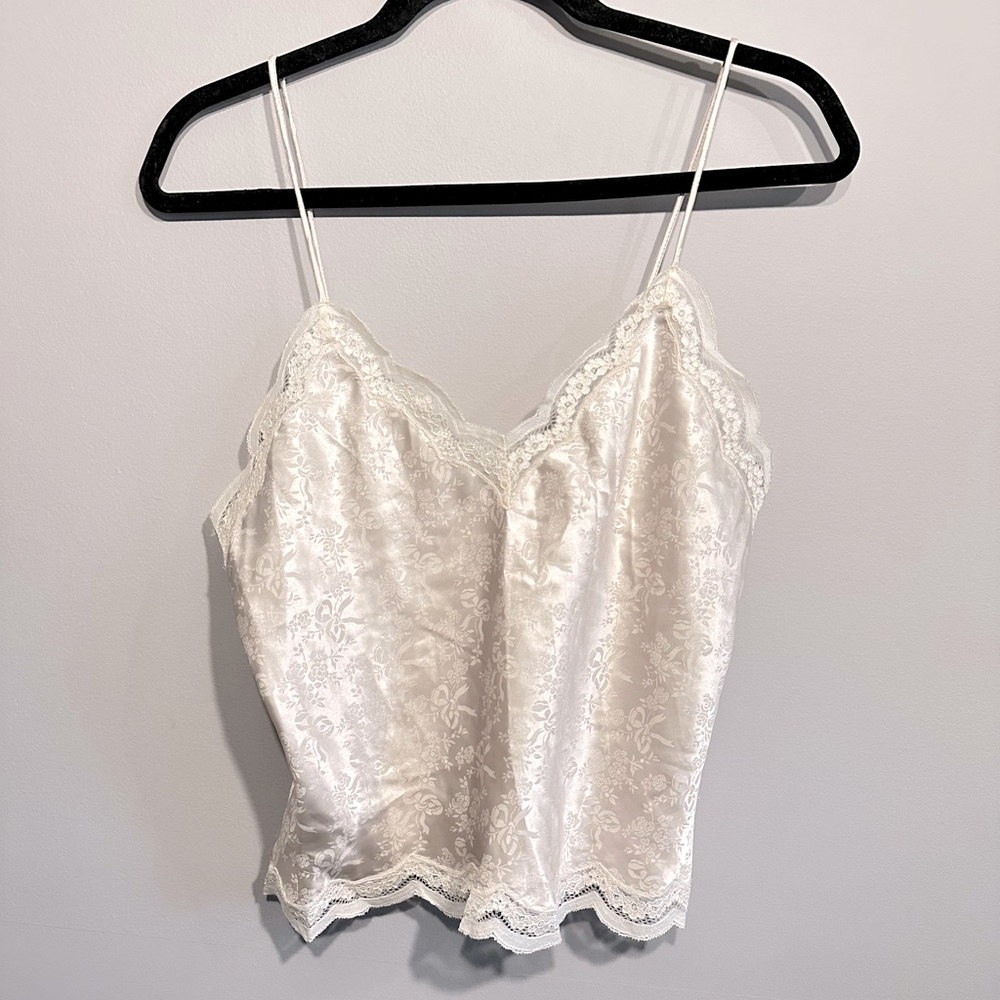 Christian Dior Vintage Lace Trim Embellished Lingerie Camisole Top